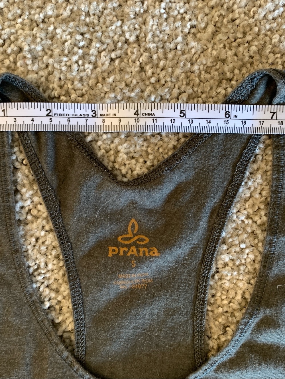 Prana Charcoal Racerback Tank with Rust Lettering - Picture 2 of 4